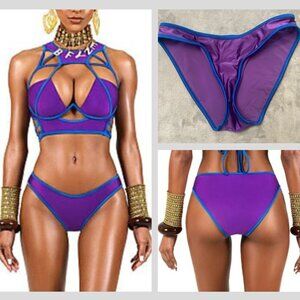 New! Bfyne Leza Blue Purple Low Rise High-Cut Leg 10593